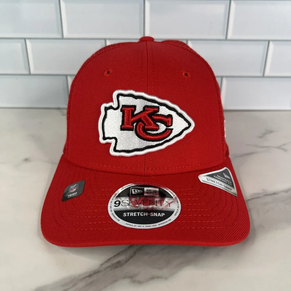 Kansas City Chiefs Hat Cap Snap Back Red 9Seventy Trucker Mesh New Era‎ Mens
